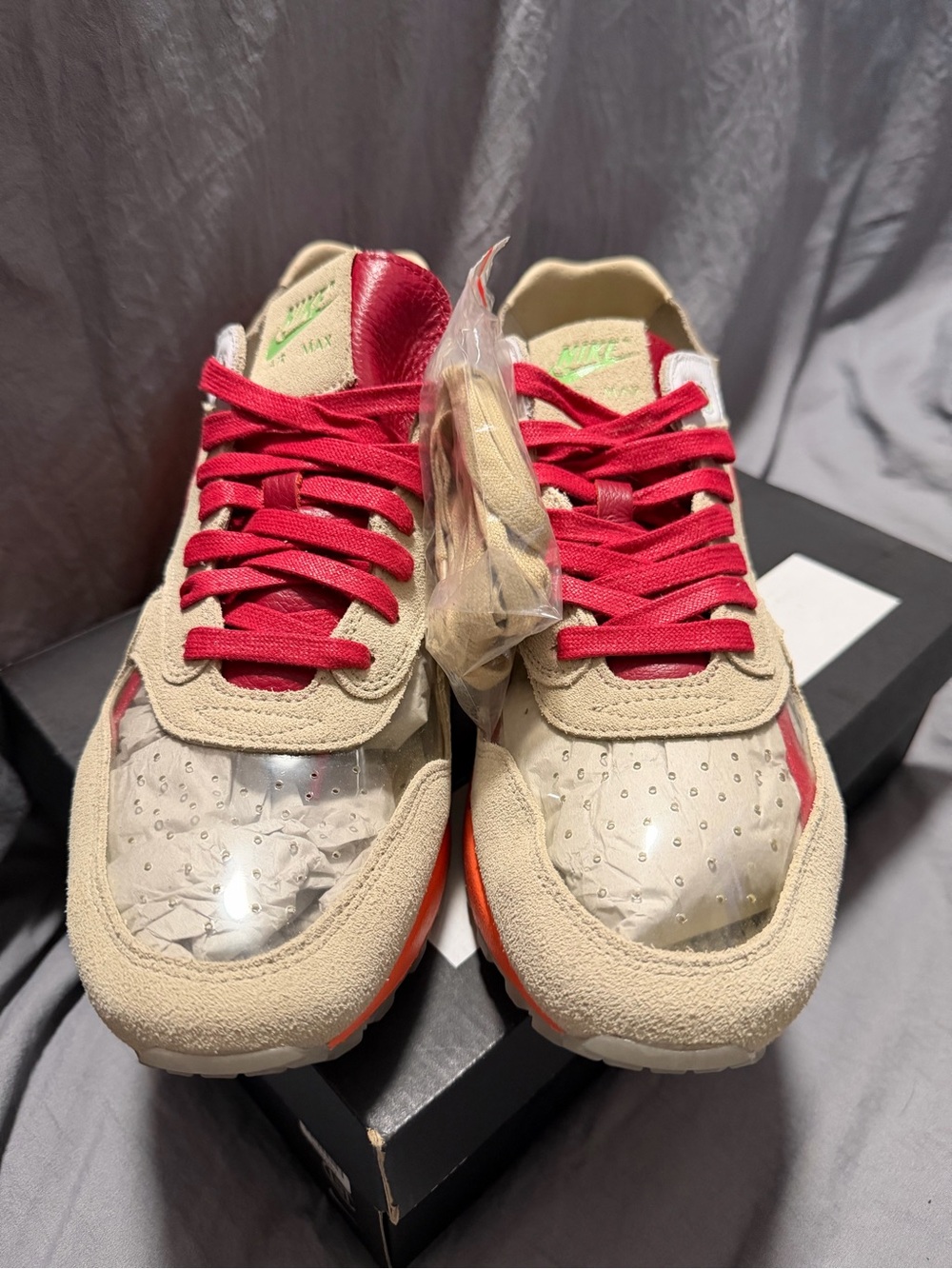 Nike Tan Suede Sneakers with red and tan Laces